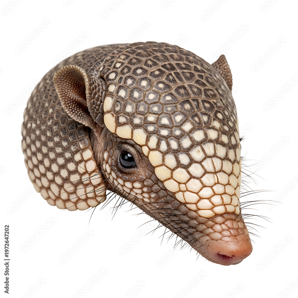 Obraz premium Captivating portrait of an adorable juvenile armadillo with unique textured shell