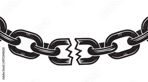 Broken Chain Silhouette for Freedom and Liberty Concept Vector