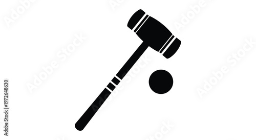 A stark black silhouette depicts a judge s gavel and sound block symbolizing law and order silhouette