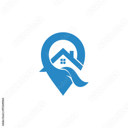 Q letter location house logo design concept. property development company logotype icon symbol.