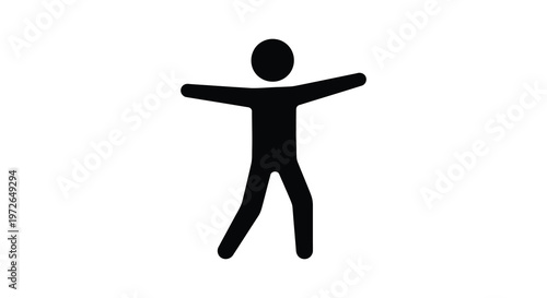 A minimalist depiction of a person with arms outstretched presented as a stark black silhouette high quality professional
