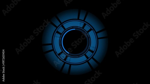 Circle Blue Holographic Endless or Infinite Loop – Futuristic Tech Spin Interface. a loopable spinning motion video. on transparent background.