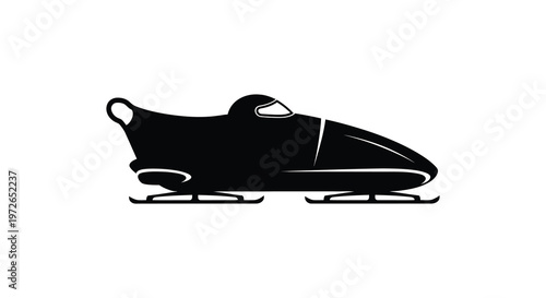 A sleek black silhouette of a bobsled gliding on ice showcasing its aerodynamic design silhouette high quality professional