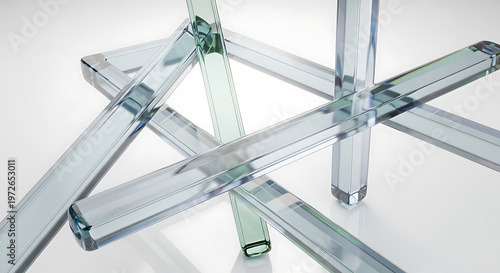 Abstract geometric composition of transparent glass rods modern minimalist design for architectural concepts or scientific visualization clean studio lighting