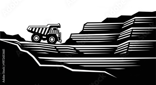 Heavy Mining Dump Truck Hauling Earth Materials.