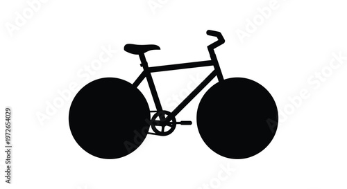 A striking black silhouette depicts a classic bicycle with curved handlebars and large wheels silhouette high quality professional