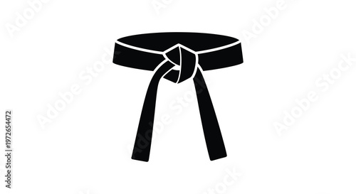 A black belt tied in a traditional knot presented as a stark isolated graphic silhouette high quality professional