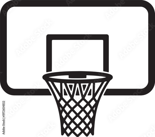 Black and white basketball backboard with net also transparent background