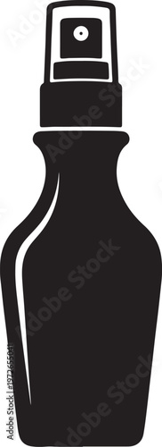 Black silhouette of a bottle with a spray nozzle also transparent background spray bottle