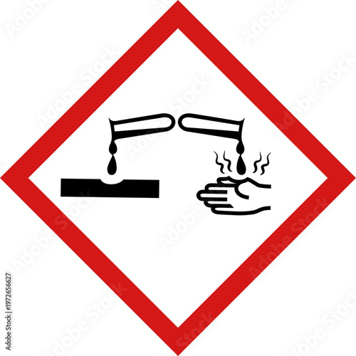 Corrosive Hazard Symbol – Chemical Safety GHS Corrosion Warning Sign Vector
