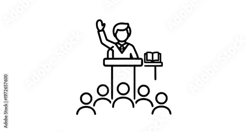 A man standing at a podium and addressing an audience