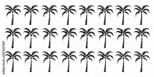 A grid of stylized black palm trees against a white background