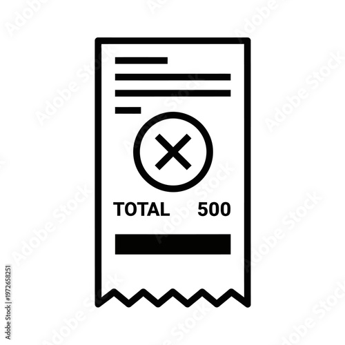 Cancelled Receipt Icon with Cross Symbol