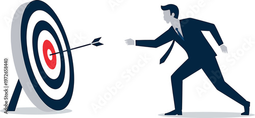 Business professional aiming for success with precision and determination Vector