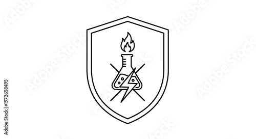 Chemical Hazard Shield Icon Line Art