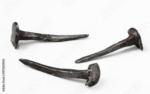 Cuadro en lienzo Unique set of ancient iron nails showcases craftsmanship from forgotten times in