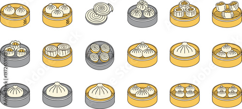 Dim Sum Vector Illustration Showing Asian Food Icons