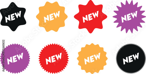 Colorful 'new' star and burst banners collection for promotions and marketing