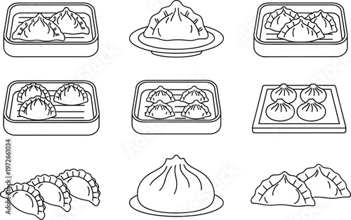 Dumpling Vector Illustration Showing Asian Food Icons