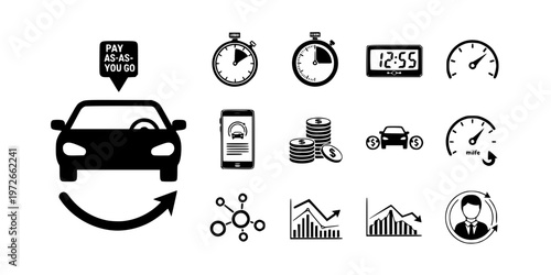 Usage Based Car Insurance Pay Per Mile Icon