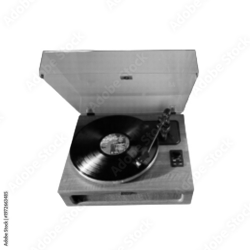 Obraz na płótnie Vintage Record Player Halftone Illustration