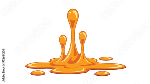 Vibrant orange liquid splash or viscous drop formation isolated on a clean white background, ideal for honey or oil concepts.