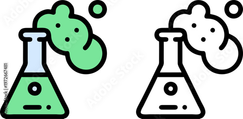 Science Experiment Erlenmeyer Flask Icon Set