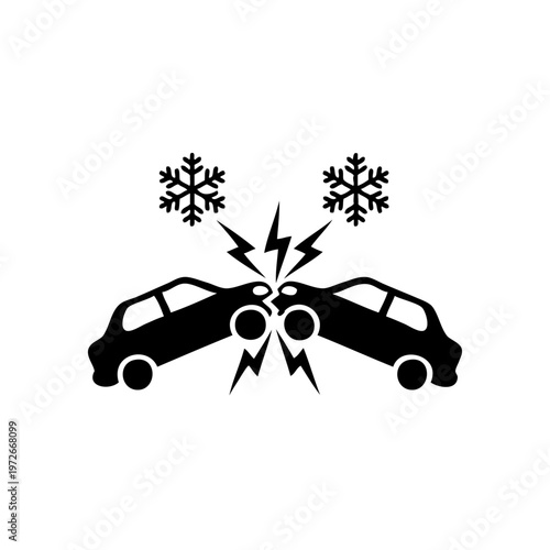 cars colliding in winter road accident