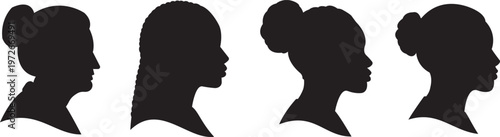 Diverse Human Side Profile Silhouette Bundle for Vector Clipart Use