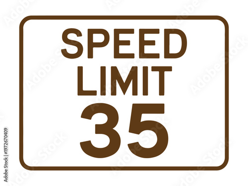 USA speed limit road traffic sign for 35 mph, Speed limit 35 road sign vector traffic regulation warning symbol isolated on white background