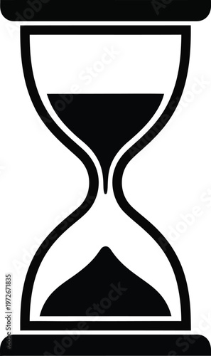 Black silhouette hourglass on white background