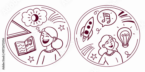 Two playful kittens sitting and looking up attentively