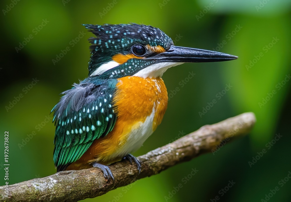 Naklejka premium Amazon Kingfisher Female Perched on Branch