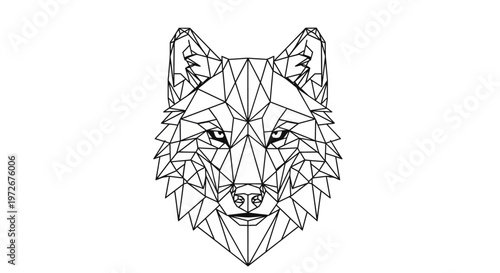 Stylish Geometric Wolf Head Vector Illustration. Abstract Polygonal Animal Portrait Line Art Design. Modern Low Poly Graphic.