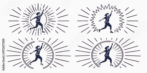 Silhouettes of people in various casual stances and postures