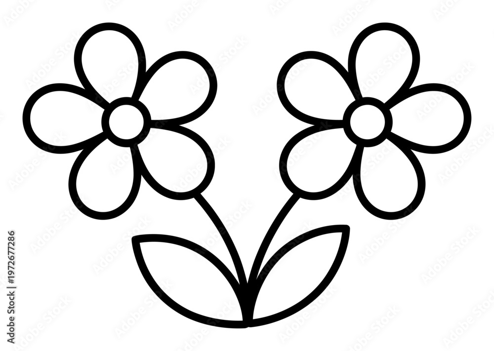 Fototapeta premium Simple Floral Line Art Vector Illustration