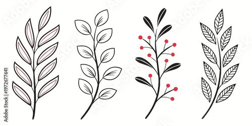 Colorful leaves with distinct red spots on green background