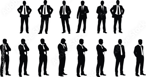 Business silhouettes, professional attire, corporate diversity, confident posture, workplace culture, leadership, collaboration, success, unity, career growth, modern lifestyle, design
