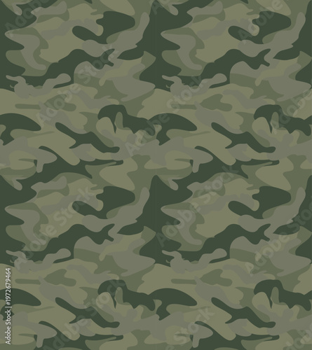Seamless Military Green Woodland Camouflage Vector Pattern