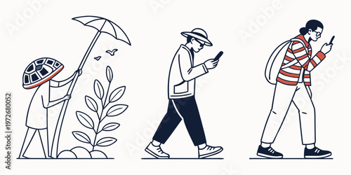 Three cartoon characters engaged in animated conversation