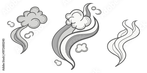 Sleek black and white illustration of a horse's flowing mane and tail