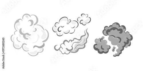 Three fluffy white cloud shapes floating against a plain background