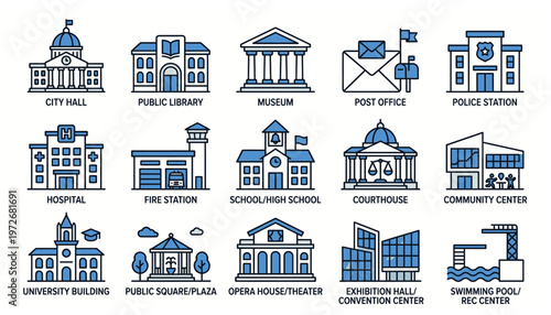 various public buildings and places.