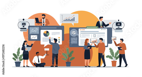 A minimalist illustration depicting a businesswoman beside a potted plant, evoking a sense of wellbeing and work-life balance. Ideal for articles on o