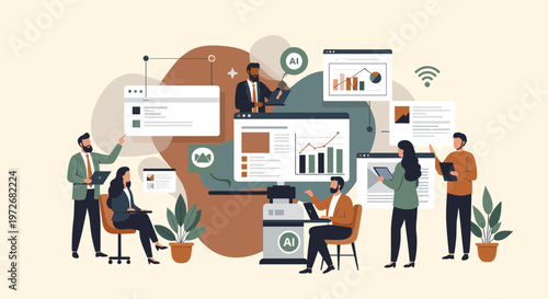 This illustration depicts a self-assured individual in business attire. Ideal for representing leadership, success, and corporate themes in marketing 