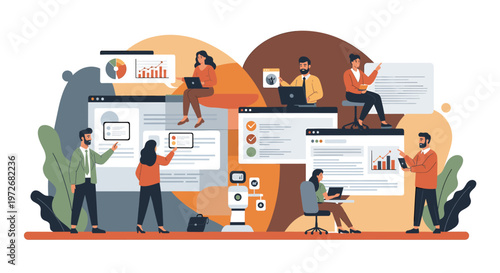 This illustration depicts a determined professional, ideal for branding, presentations, or website graphics. It evokes a sense of ambition and success