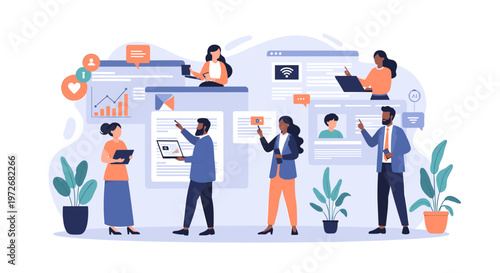 A minimalist illustration of a potted plant creates a calming and fresh atmosphere. Ideal for representing wellbeing, home decor, or sustainable livin