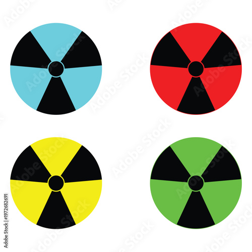 Danger label of Radiation Hazard Sign. Set of icons or symbols for radioactive contamination and nuclear threat alert. Nuclear Hazard, Ionizing Radiation and X-rays Warning.
