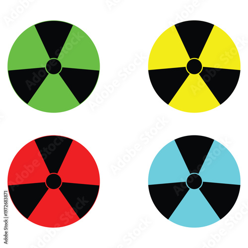 Danger label of Radiation Hazard Sign. Set of icons or symbols for radioactive contamination and nuclear threat alert. Nuclear Hazard, Ionizing Radiation and X-rays Warning.