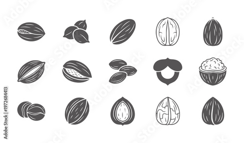 Assorted nuts and seeds in a style almond walnut pecan